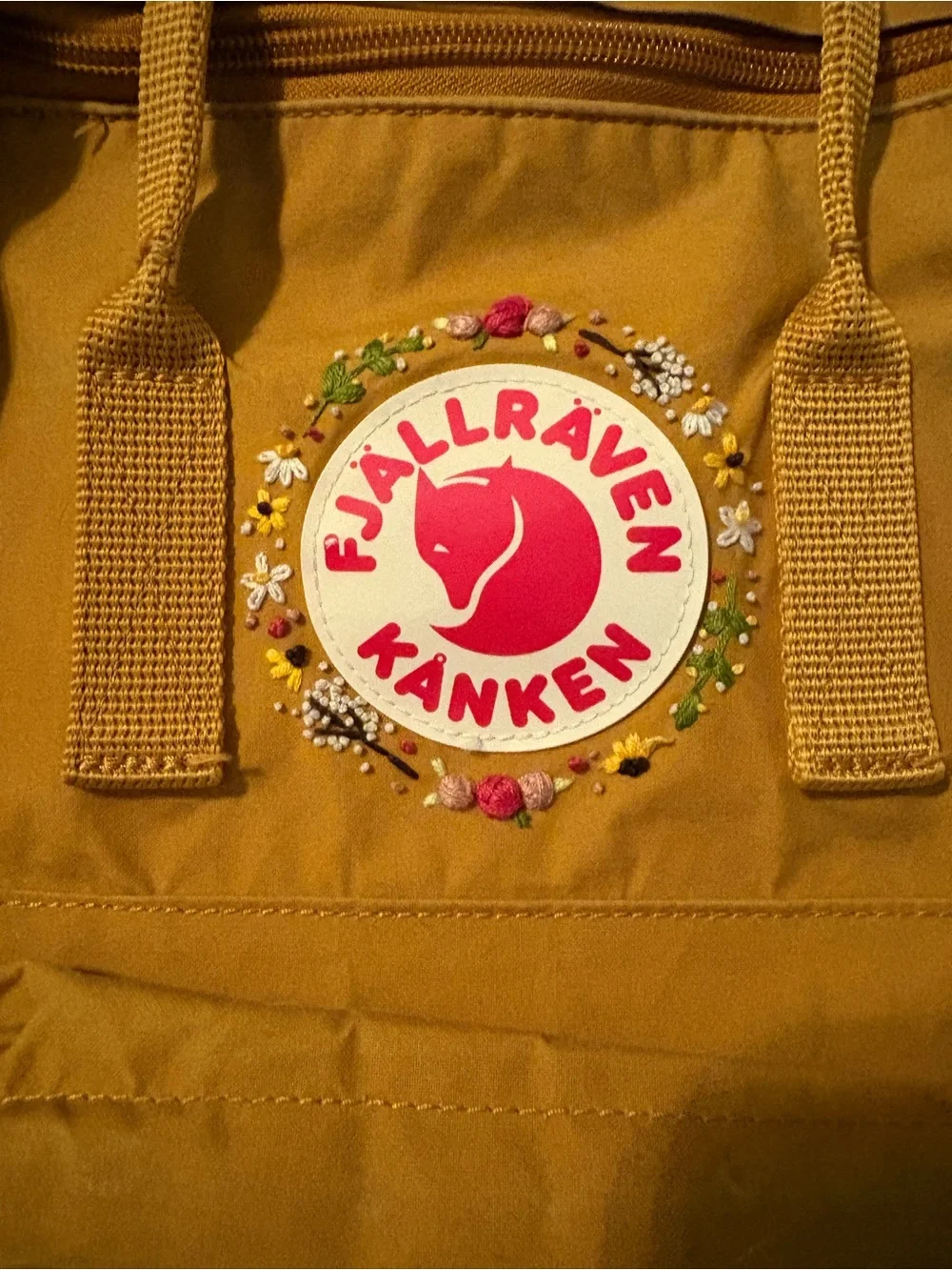 Embroidered Fjällräven Kånken Backpack in Acorn